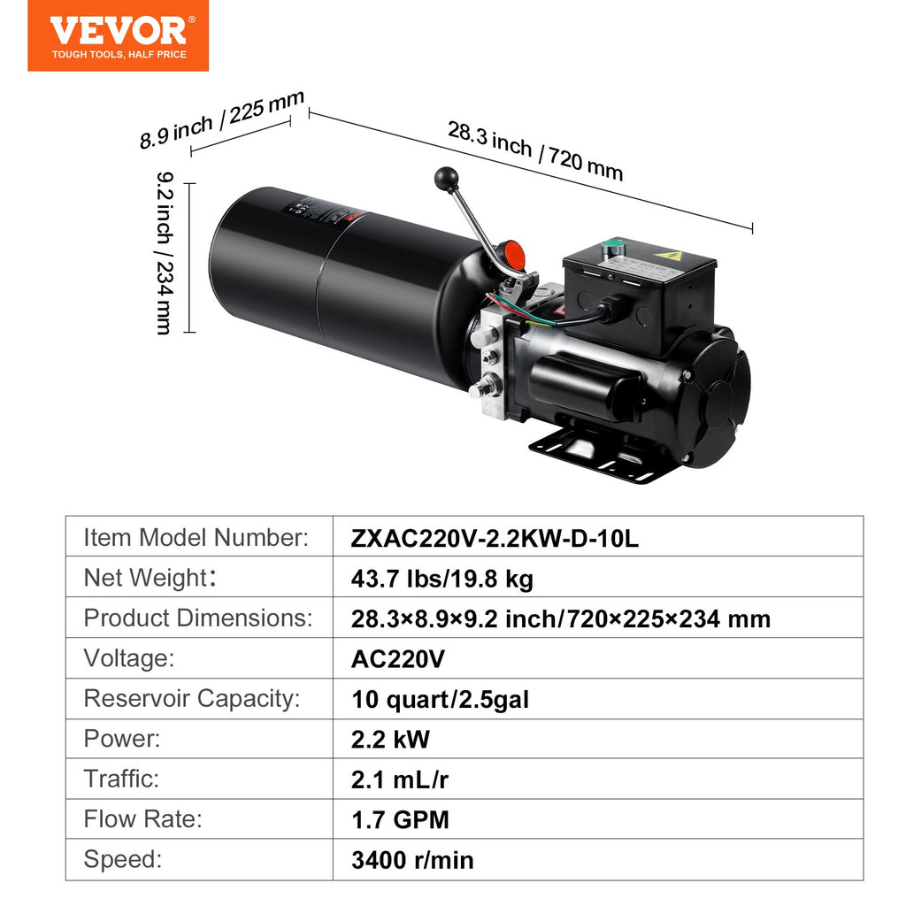 Hidraulinis siurblys VEVOR ZXAC220V-2.2KW-D-10L, 2.2 kW
