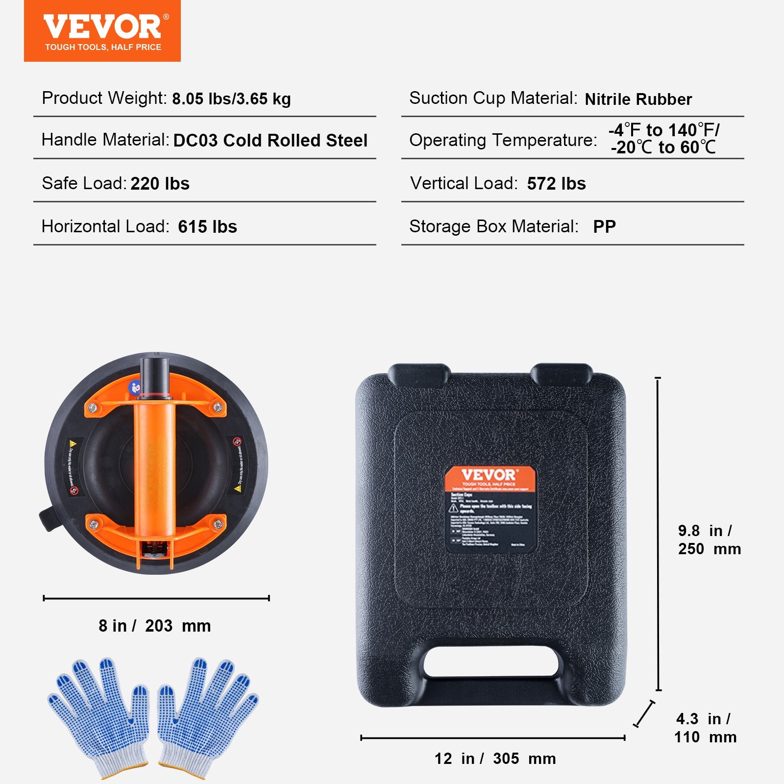 Vakuuminis siurbtukas stiklui VEVOR GPS-1, 279 kg keliamoji galia (2 vnt.)
