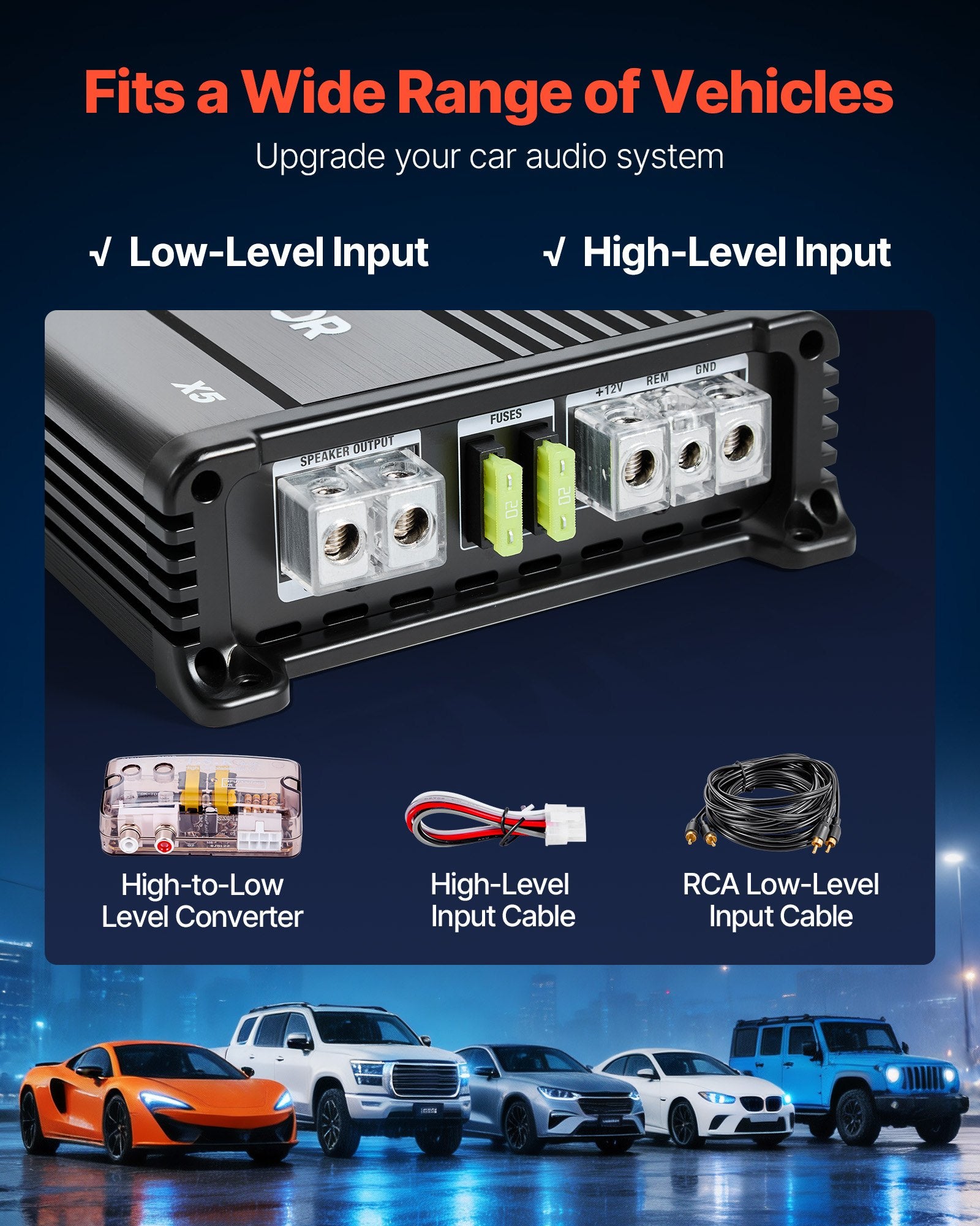 Automobilinė žemų dažnių garsiakalbių sistema VEVOR T-1202B, 490W RMS