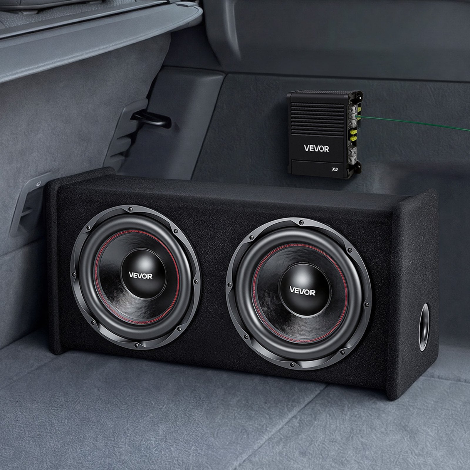 Automobilinė žemų dažnių garsiakalbių sistema VEVOR T-1202B, 490W RMS