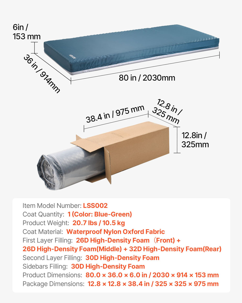 Medicininis čiužinys VEVOR LSS002, 159 kg apkrova