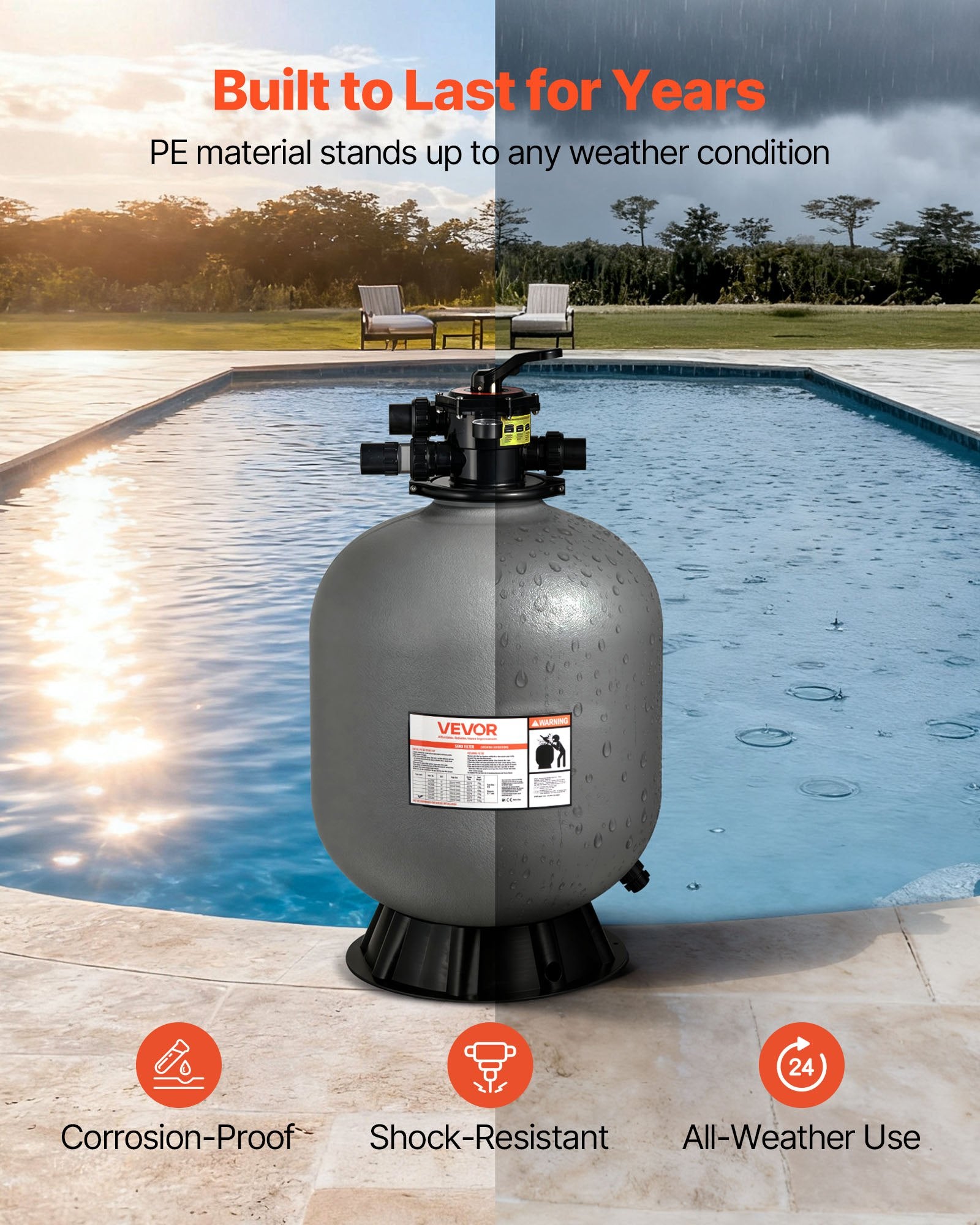 Smėlio filtras baseinui VEVOR 25053BX, 246,1 l/min