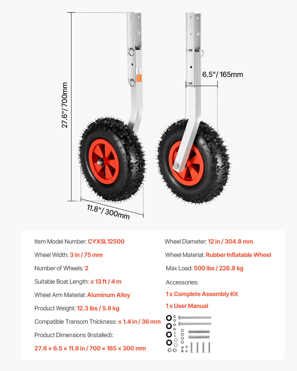 Valties nuleidimo ratai VEVOR CYXSL12500, 226,8 kg keliamoji galia