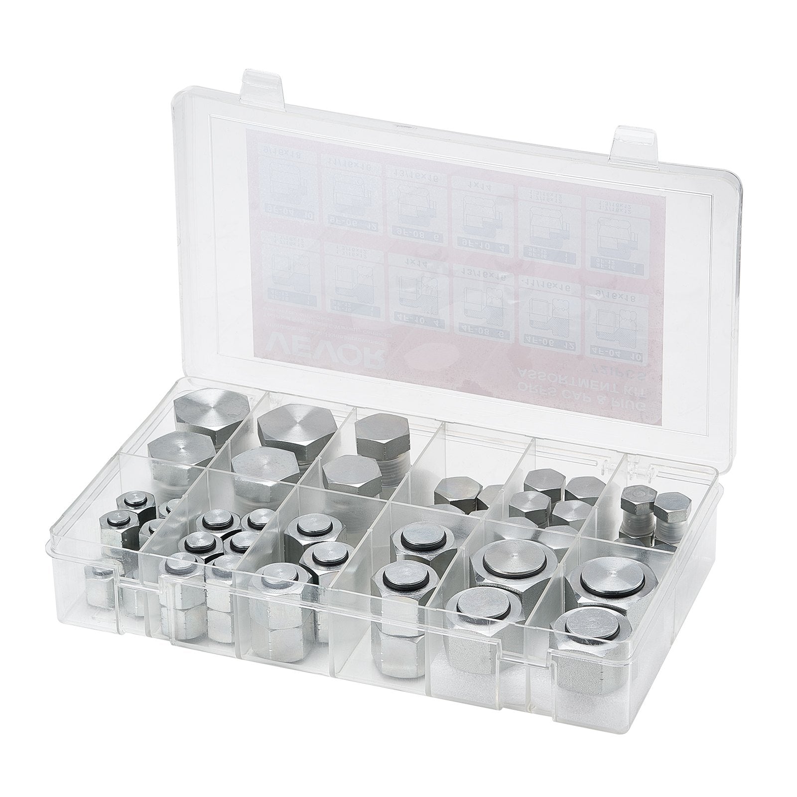 Hidraulinių jungčių rinkinys VEVOR ORFS 72PCS-SS, 72 vnt.