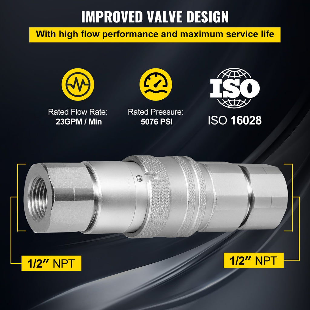 Hidraulinės greitosios jungtys VEVOR 1/2" NPT, 8 poros
