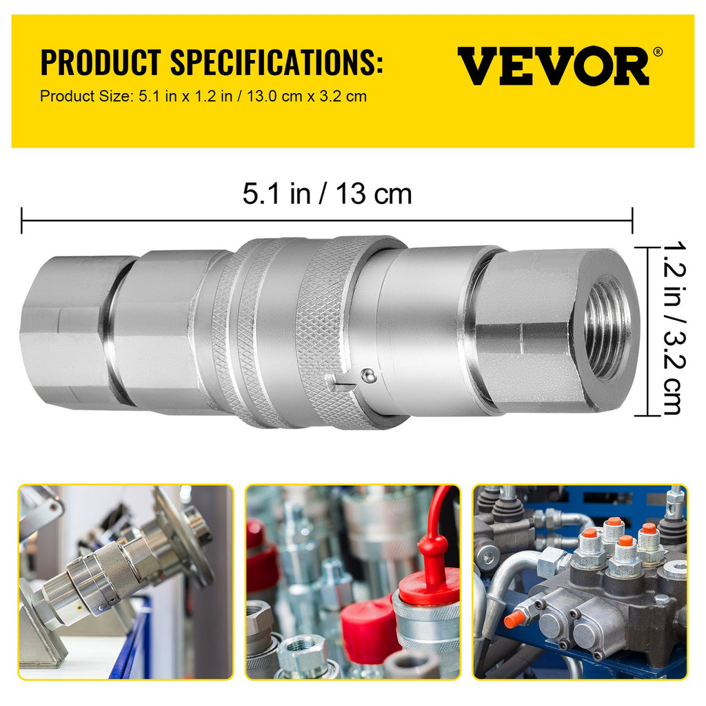 Hidraulinės greitosios jungtys VEVOR ISO 16028, 3/4" NPT, 4 vnt.