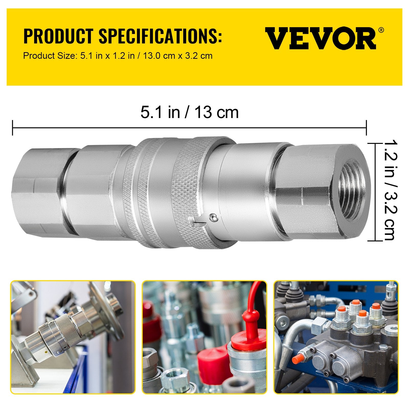 Hidraulinės greitosios jungtys VEVOR ISO 16028, 3/4" NPT, 4 vnt.
