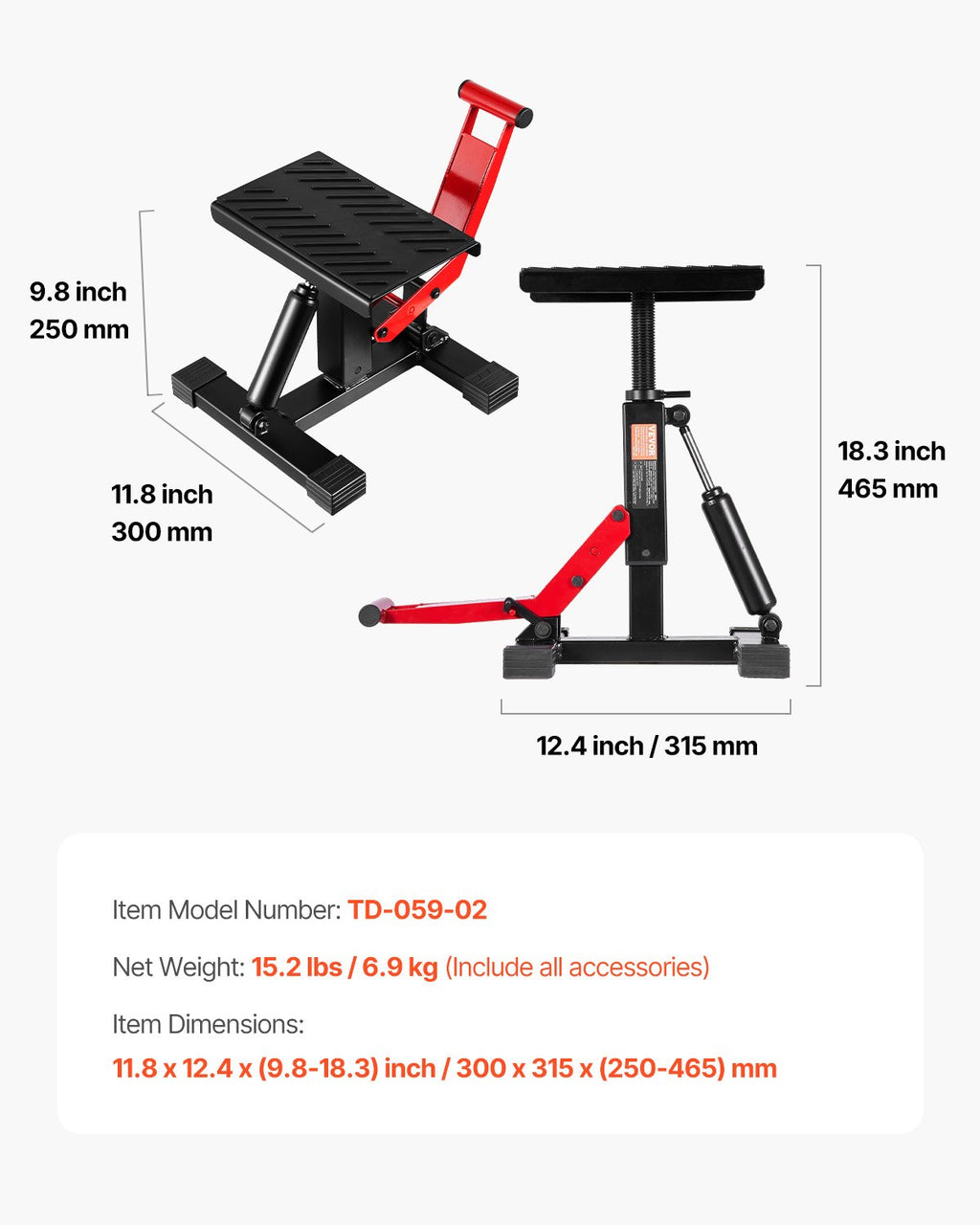 Krosinio motociklo pakėlėjas VEVOR TD-059-02, 544 kg keliamoji galia