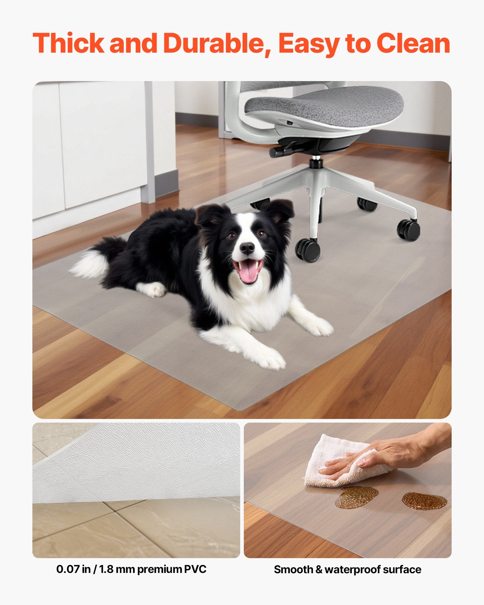 Kėdės kilimėlis VEVOR PVC-364818R, 915 x 1225 mm