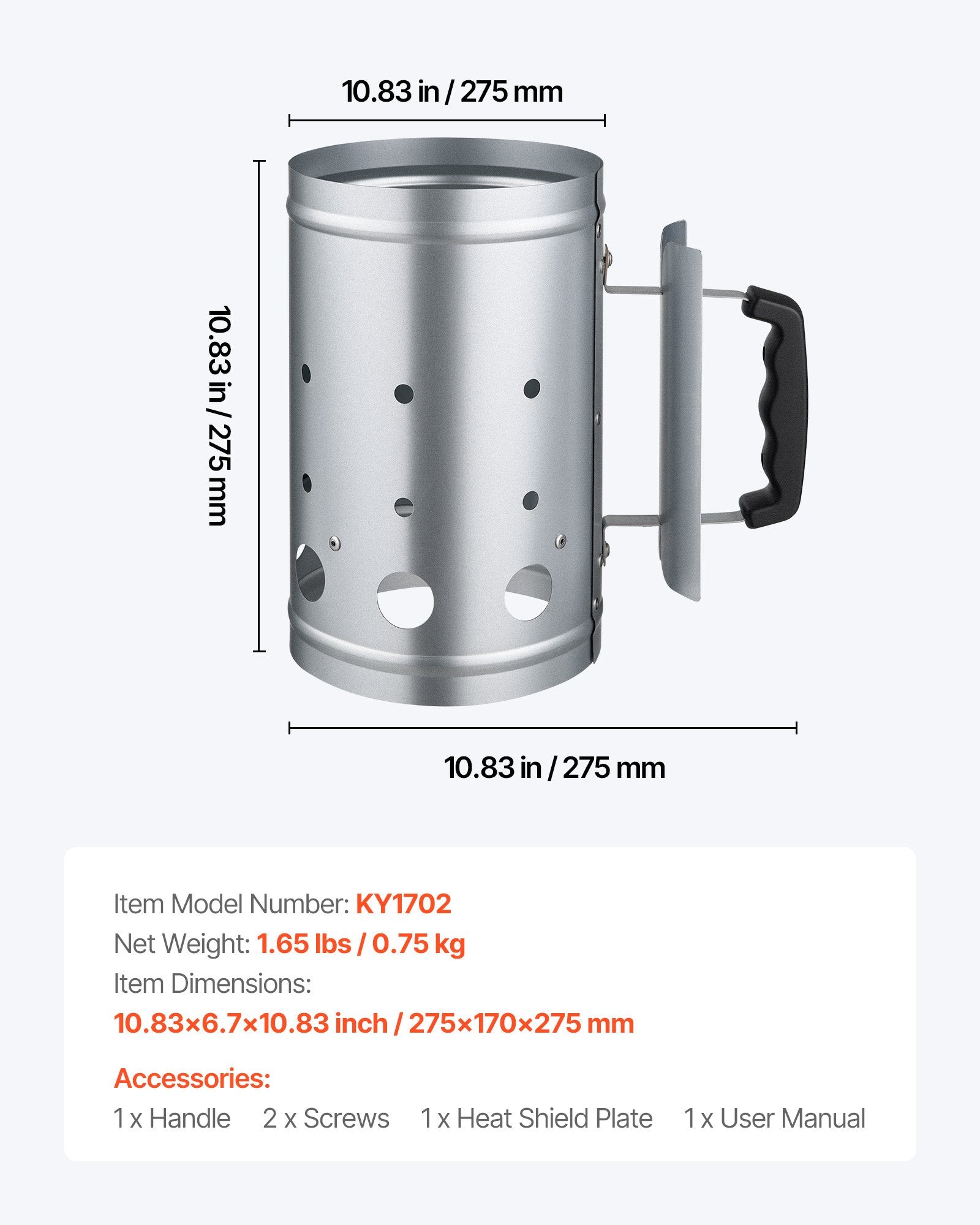 Kepsninės uždegiklis VEVOR KY1702, 1,8 kg talpa