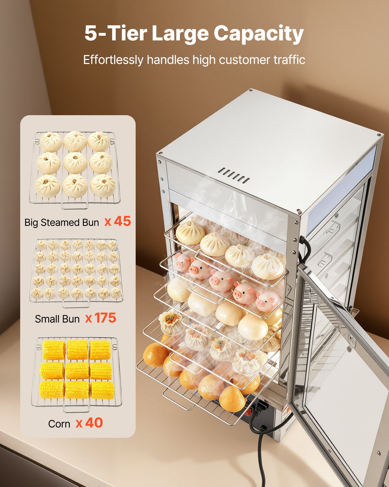Maisto šildymo vitrina VEVOR NB-500, 1200W, 120L