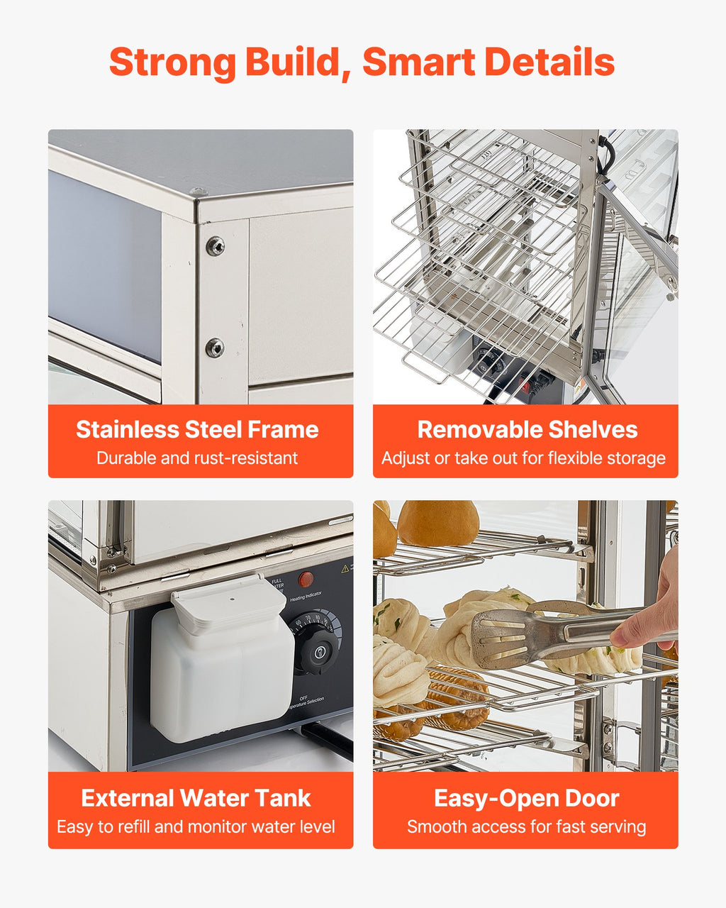 Maisto šildymo vitrina VEVOR NB-500, 1200W, 120L