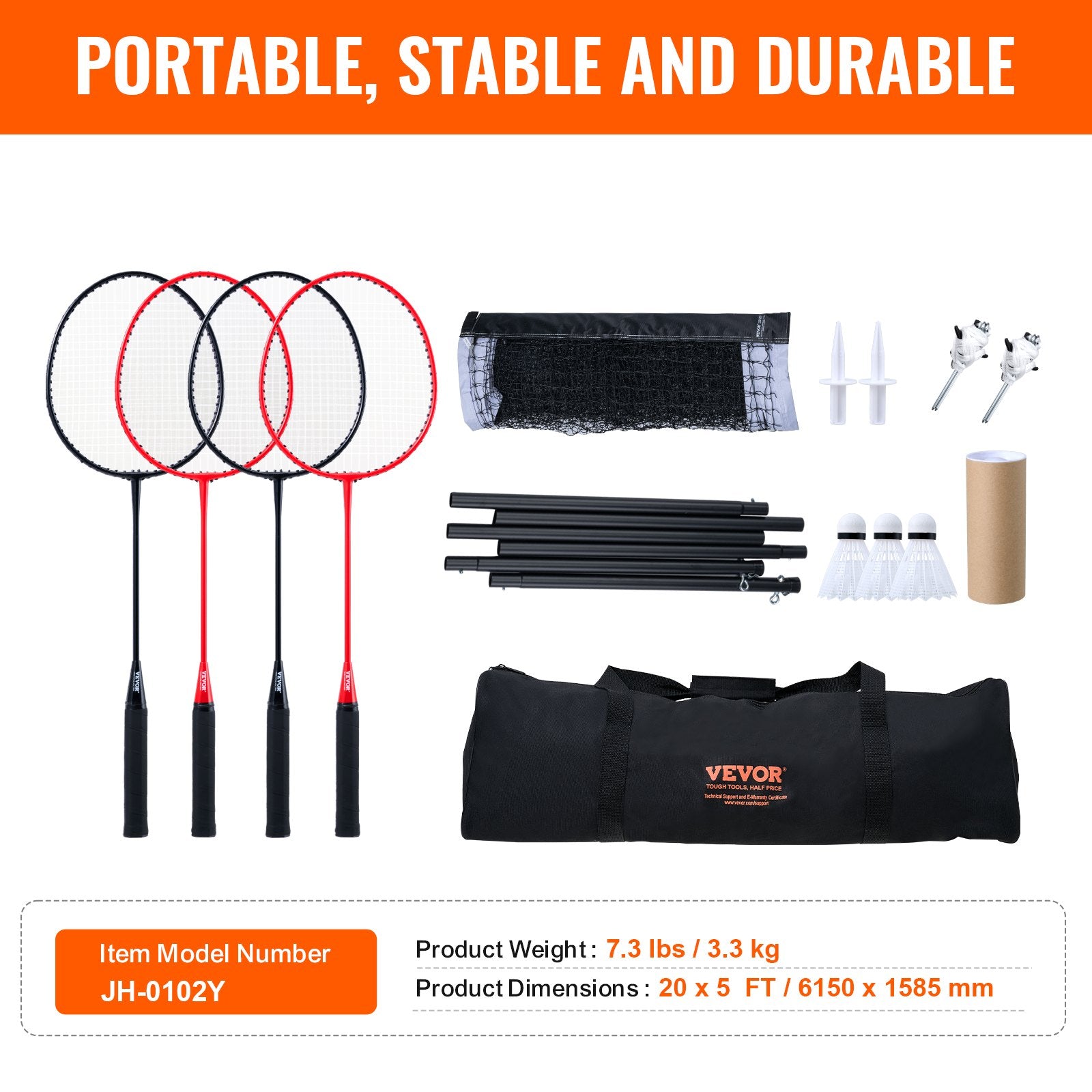 Badmintono tinklo rinkinys VEVOR JH-0101Y, 6,15 m ilgio