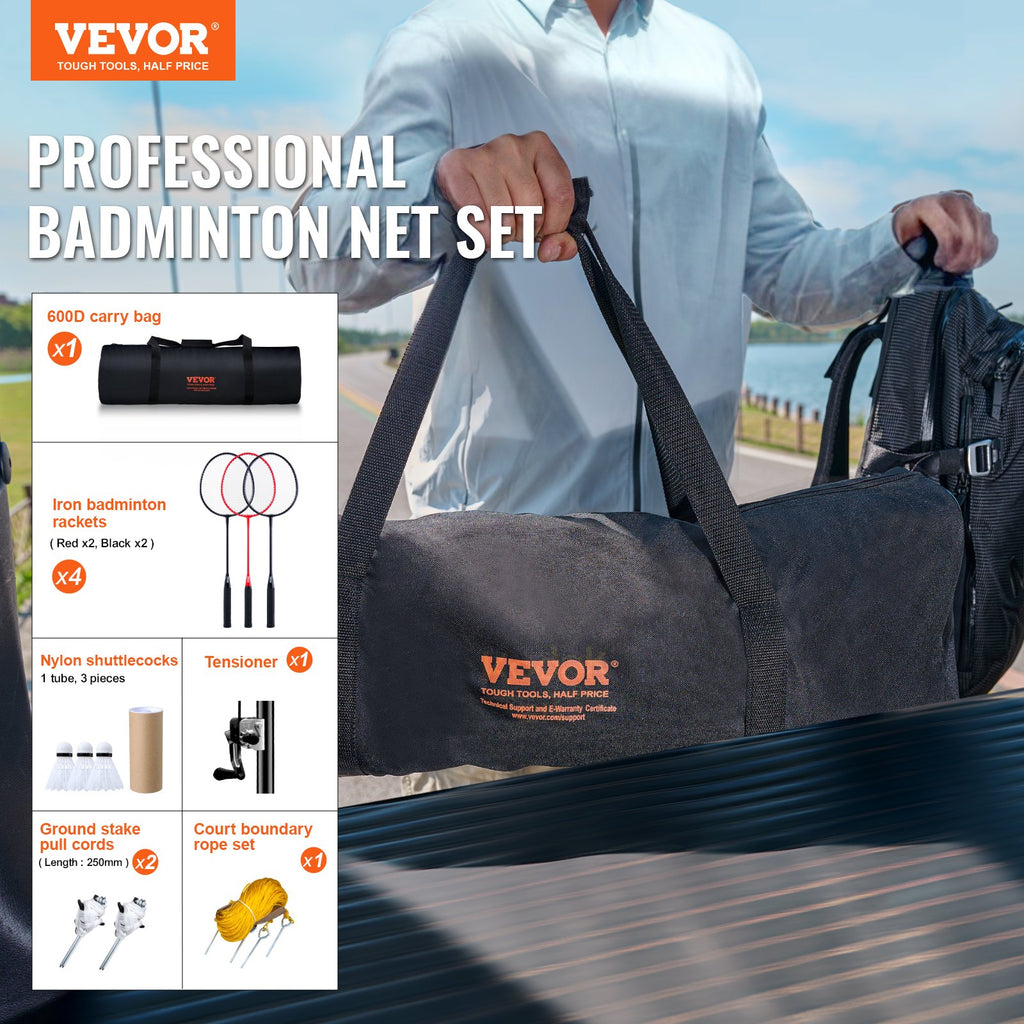 Badmintono tinklo rinkinys VEVOR JH-0102Y, 6,15 m ilgio