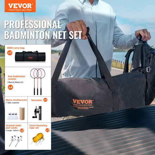 Badmintono tinklo rinkinys VEVOR JH-0102Y, 6,15 m ilgio