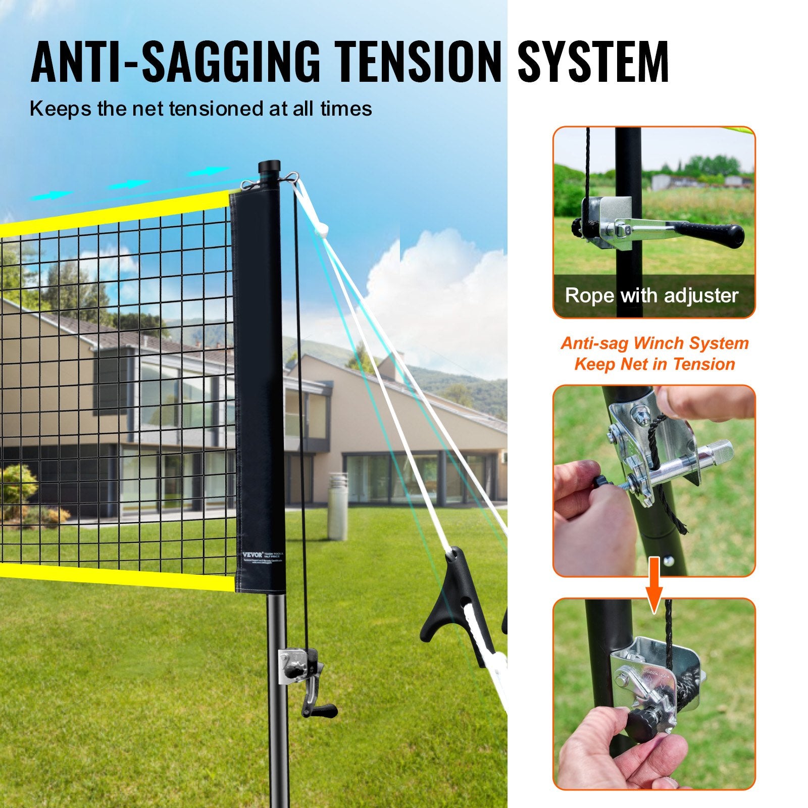 Badmintono tinklo rinkinys VEVOR JH-0102Y, 6,15 m ilgio