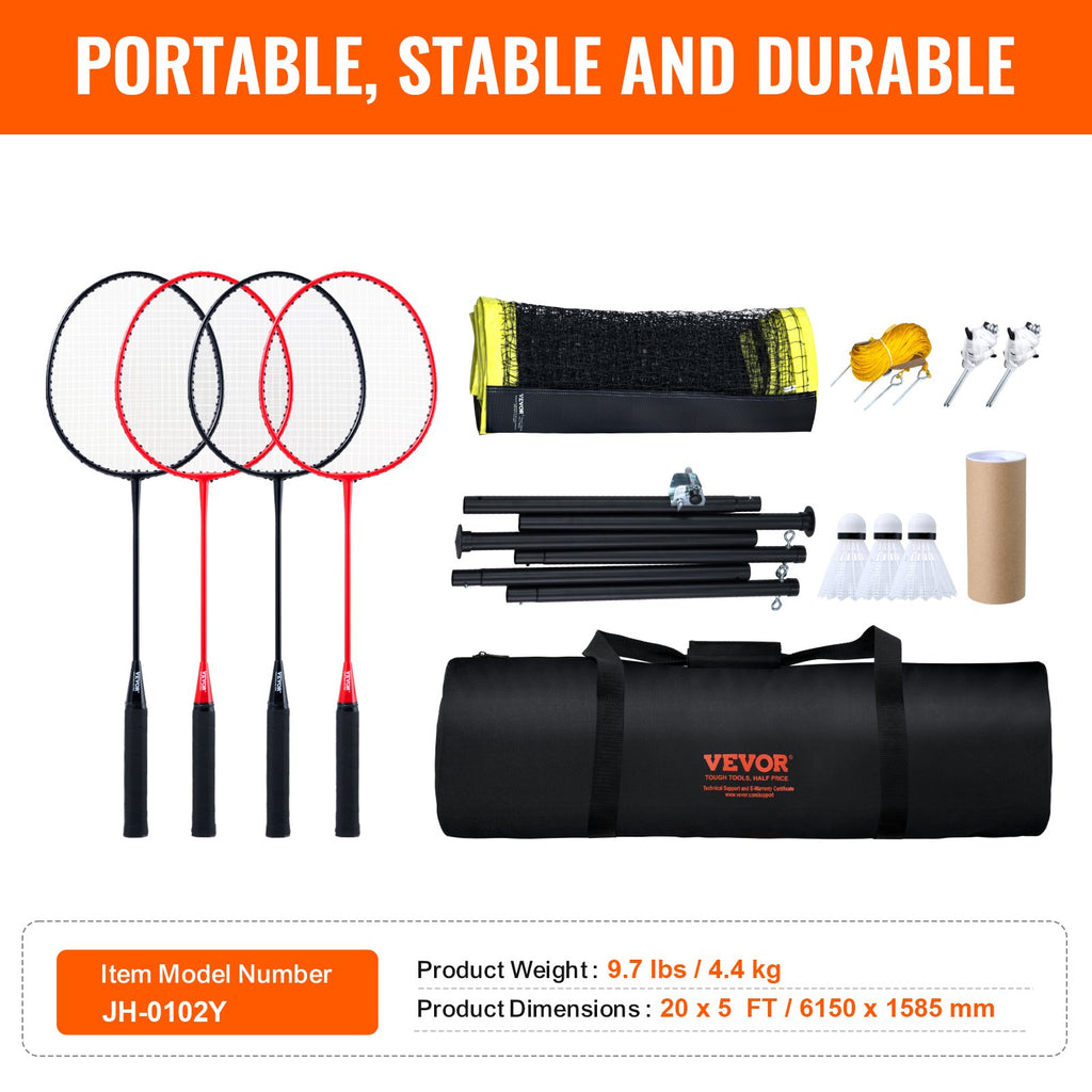 Badmintono tinklo rinkinys VEVOR JH-0102Y, 6,15 m ilgio