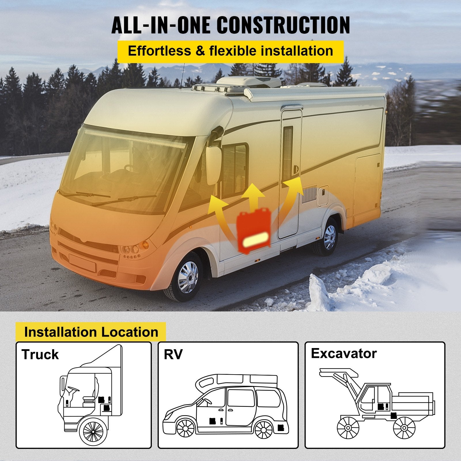 Autonominis dyzelinis šildytuvas VEVOR 12V 5000W, 4 oro išpūtimo angos