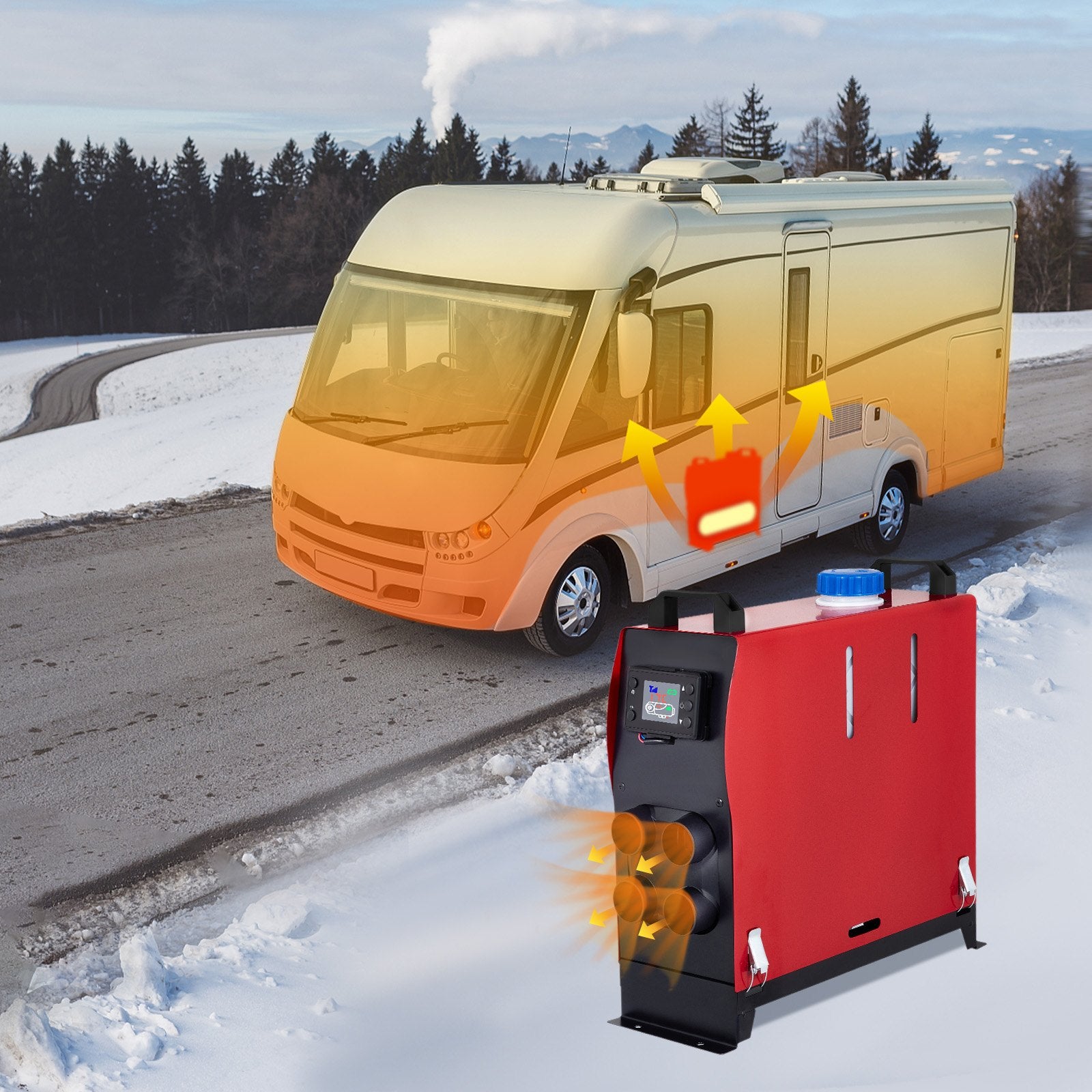 Autonominis dyzelinis šildytuvas VEVOR 12V 5000W, 4 oro išpūtimo angos