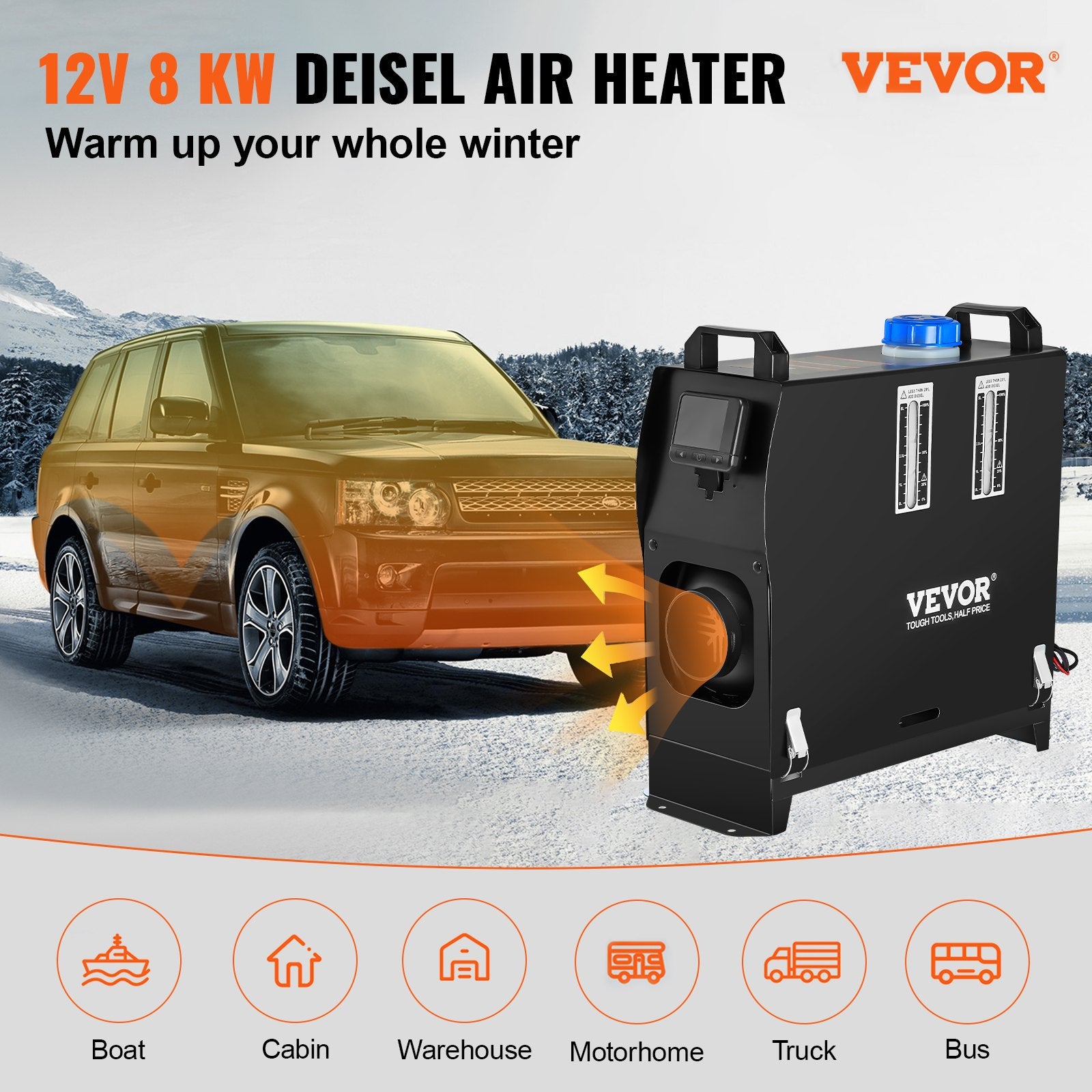 Autonominis dyzelinis šildytuvas VEVOR All-in-one, 8 kW