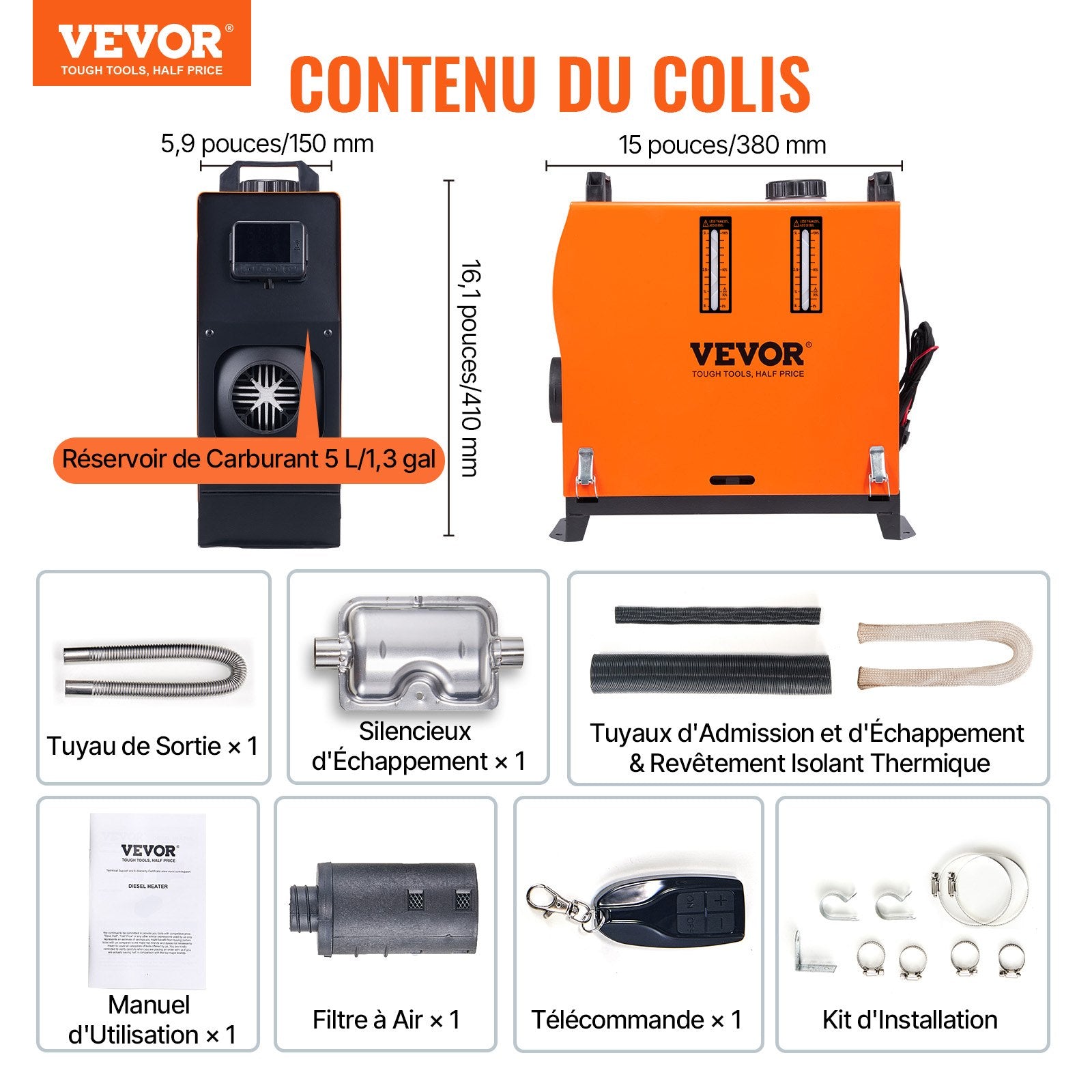 Dyzelinis oro šildytuvas VEVOR XMZ-D1, 5 kW
