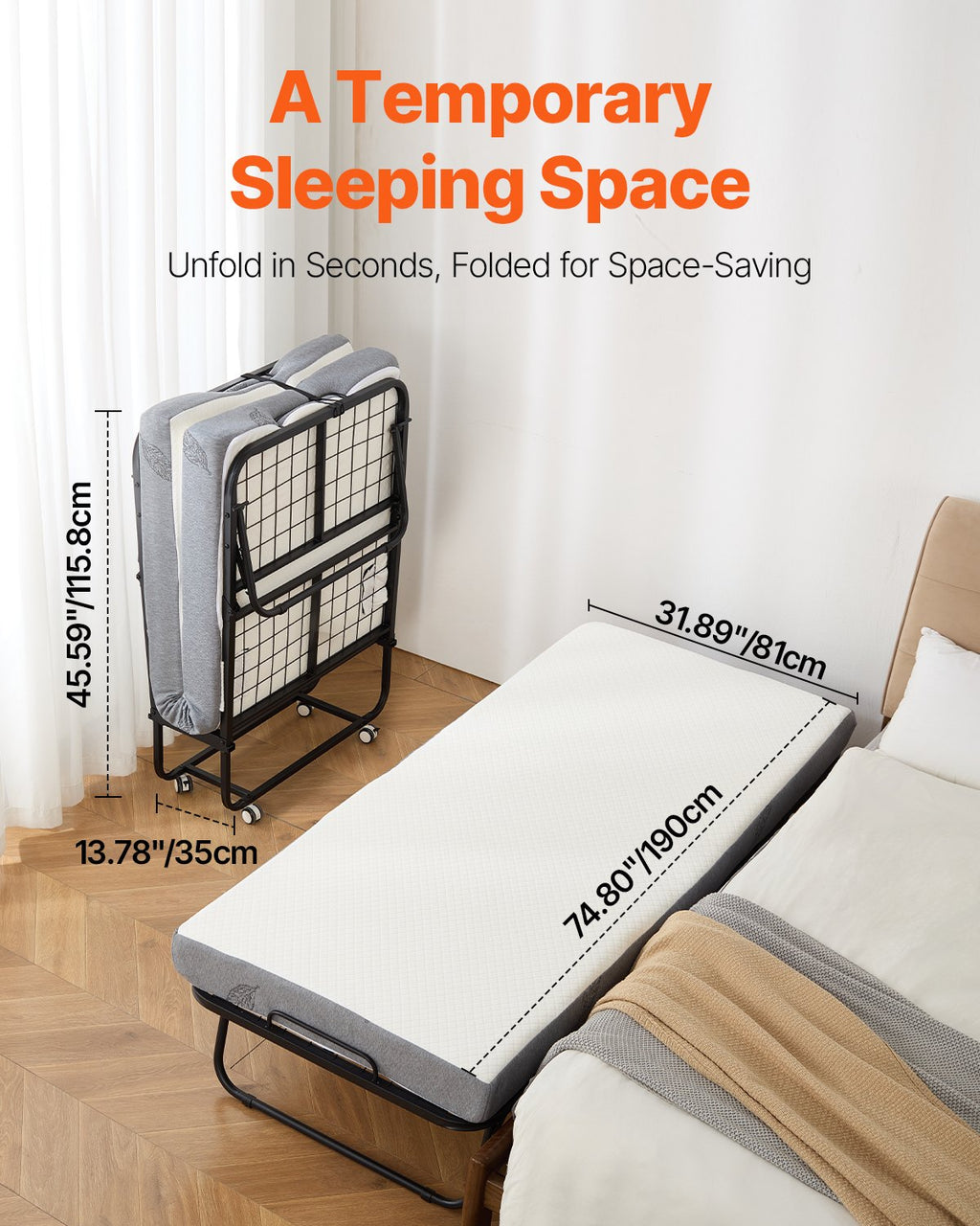Sulankstoma lova VEVOR SDC-31-1, 79x190 cm