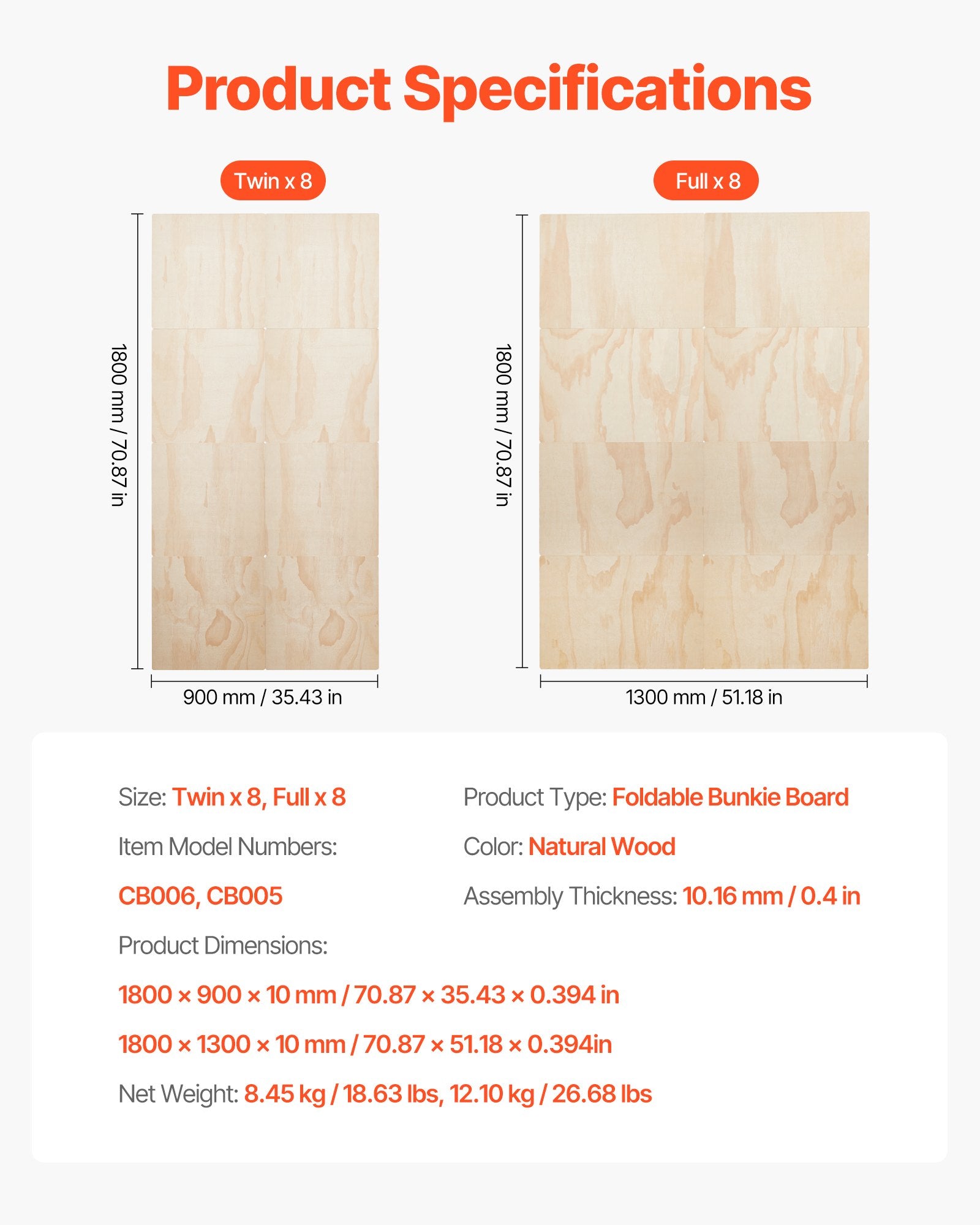 Čiužinio pagrindas VEVOR CB005, 180x130 cm