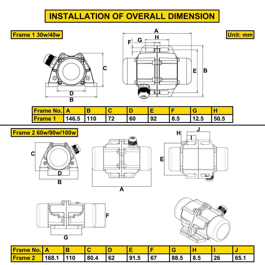 Betono vibracinis variklis VEVOR 90W, 3000 aps./min.
