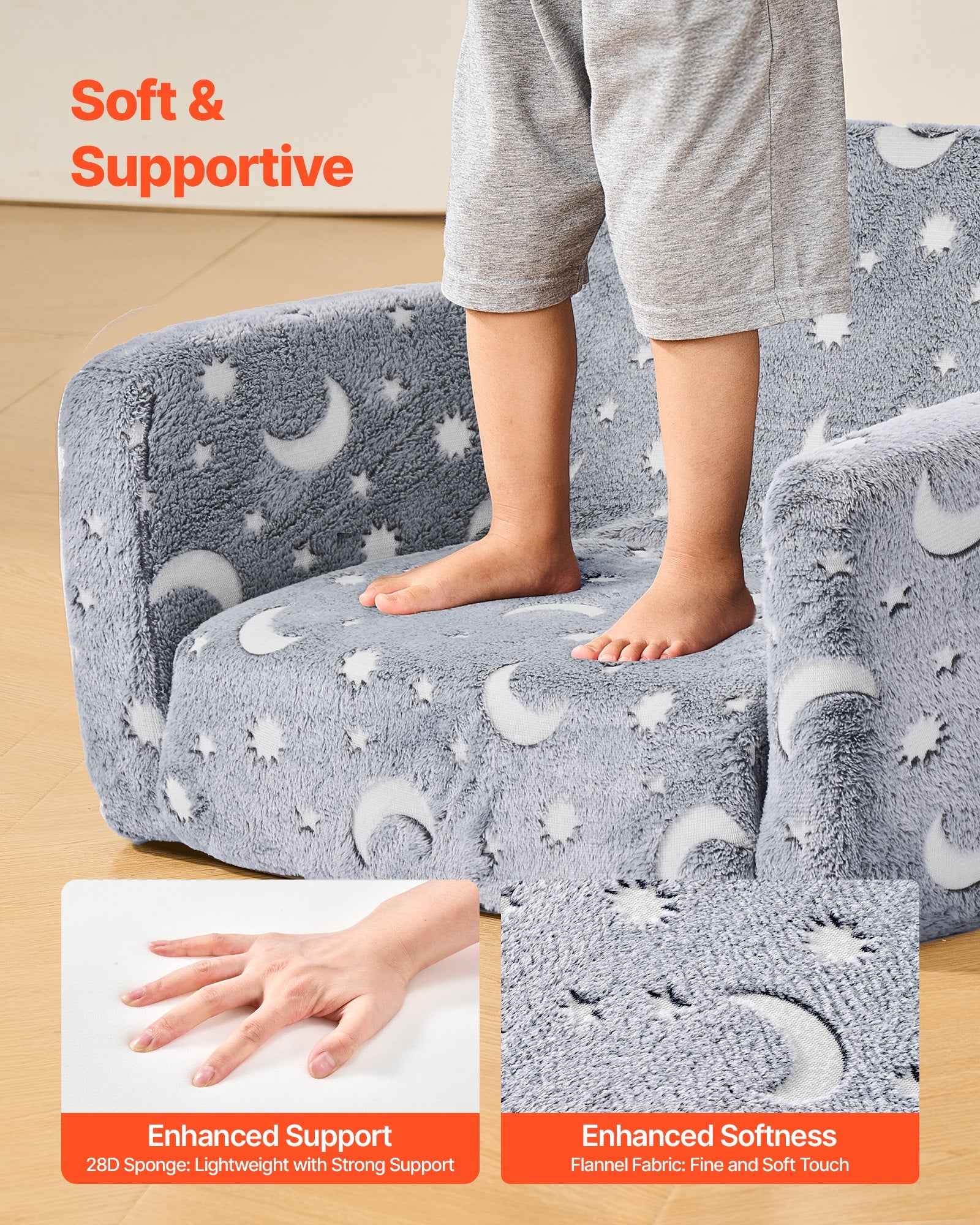 Vaikiška sofa-lova VEVOR SF-1700, šviečianti tamsoje