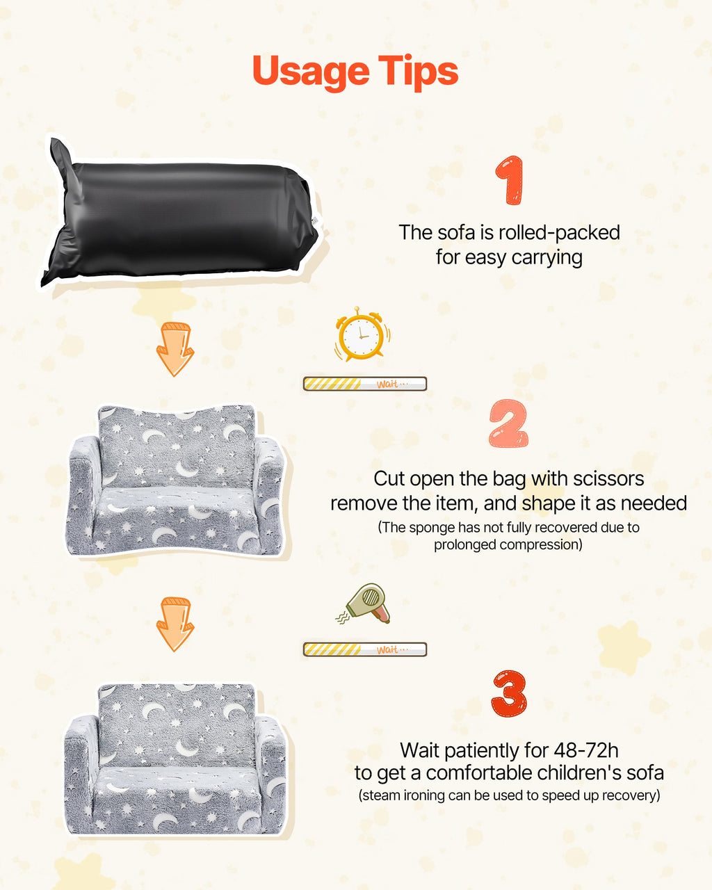 Vaikiška sofa-lova VEVOR SF-1700, šviečianti tamsoje