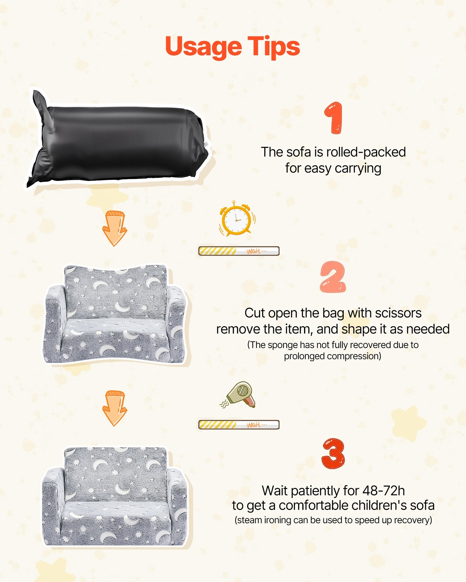 Vaikiška sofa-lova VEVOR SF-1700, šviečianti tamsoje
