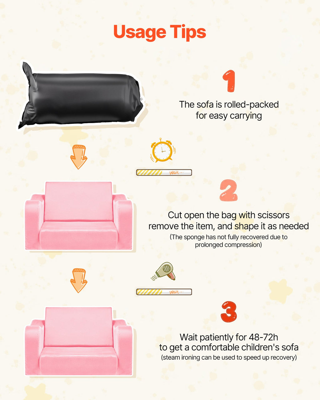 Sulankstoma vaikiška sofa VEVOR SF-1567, 2-in-1 dizainas