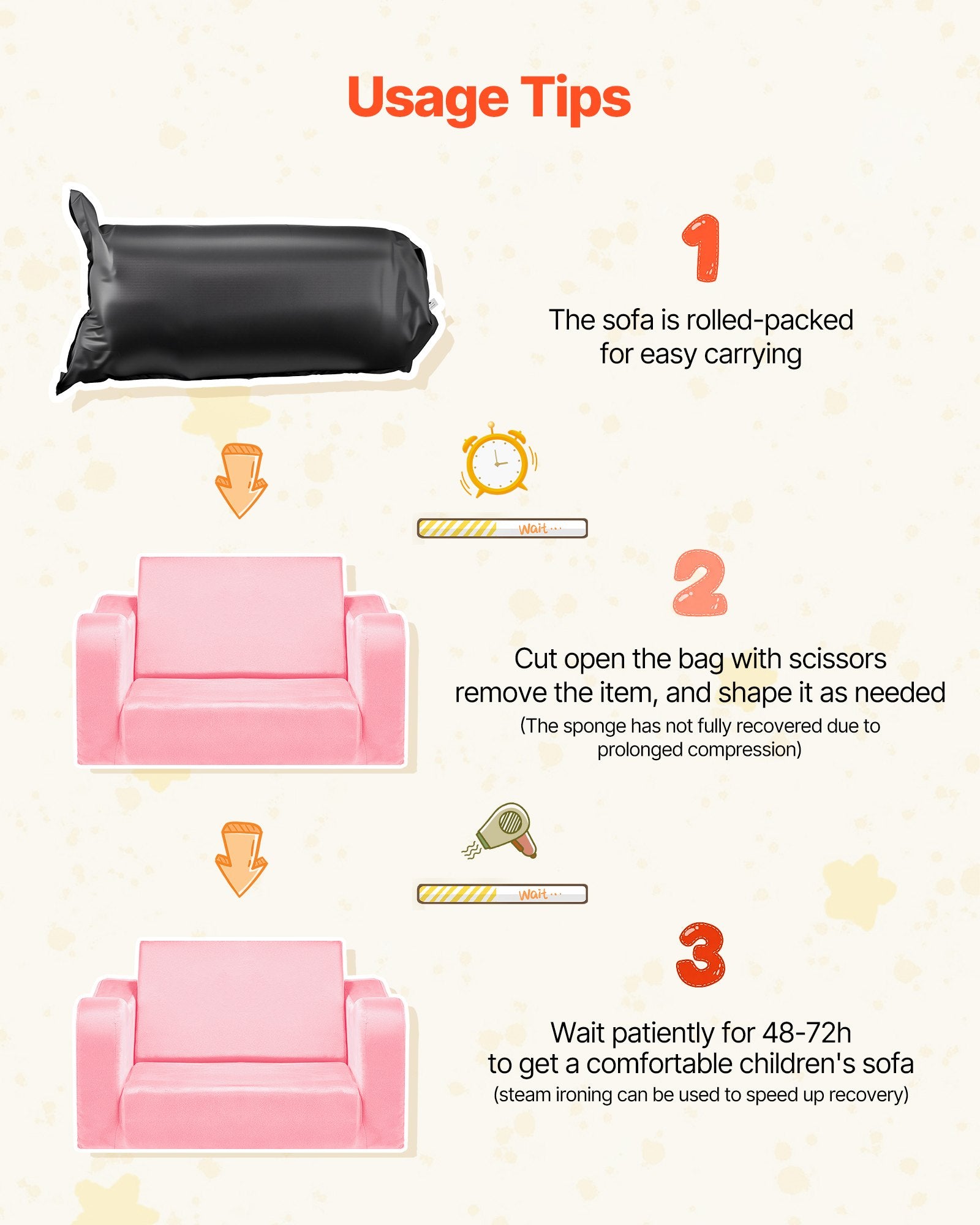 Sulankstoma vaikiška sofa VEVOR SF-1567, 2-in-1 dizainas