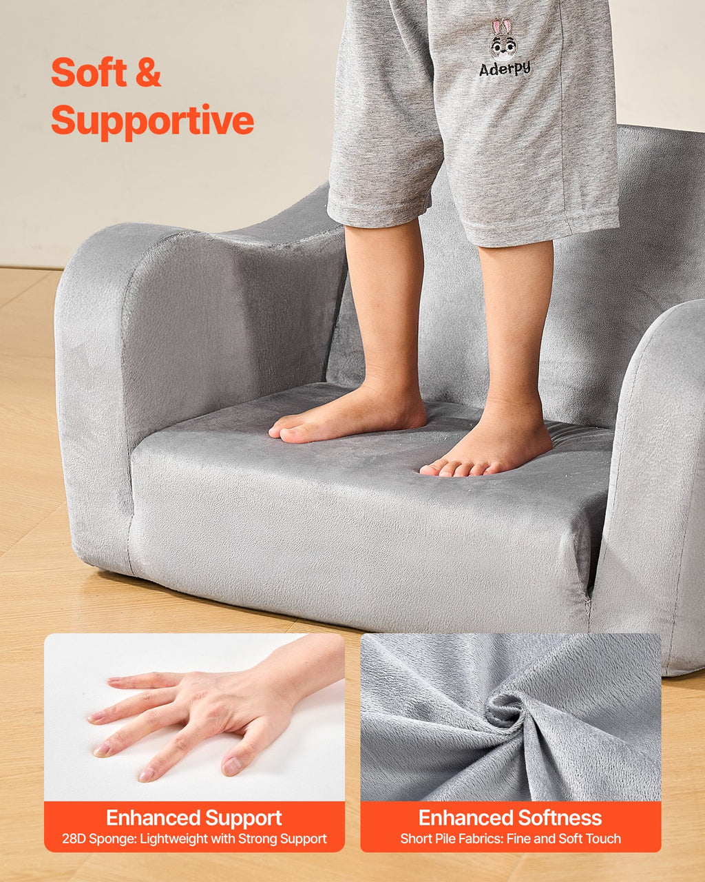 Vaikų sofa-lova VEVOR SF-1567, pilka
