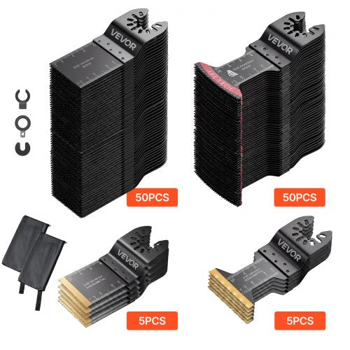 Osciliuojančio įrankio pjūklelių rinkinys VEVOR SS-110PCS, 110 vnt.