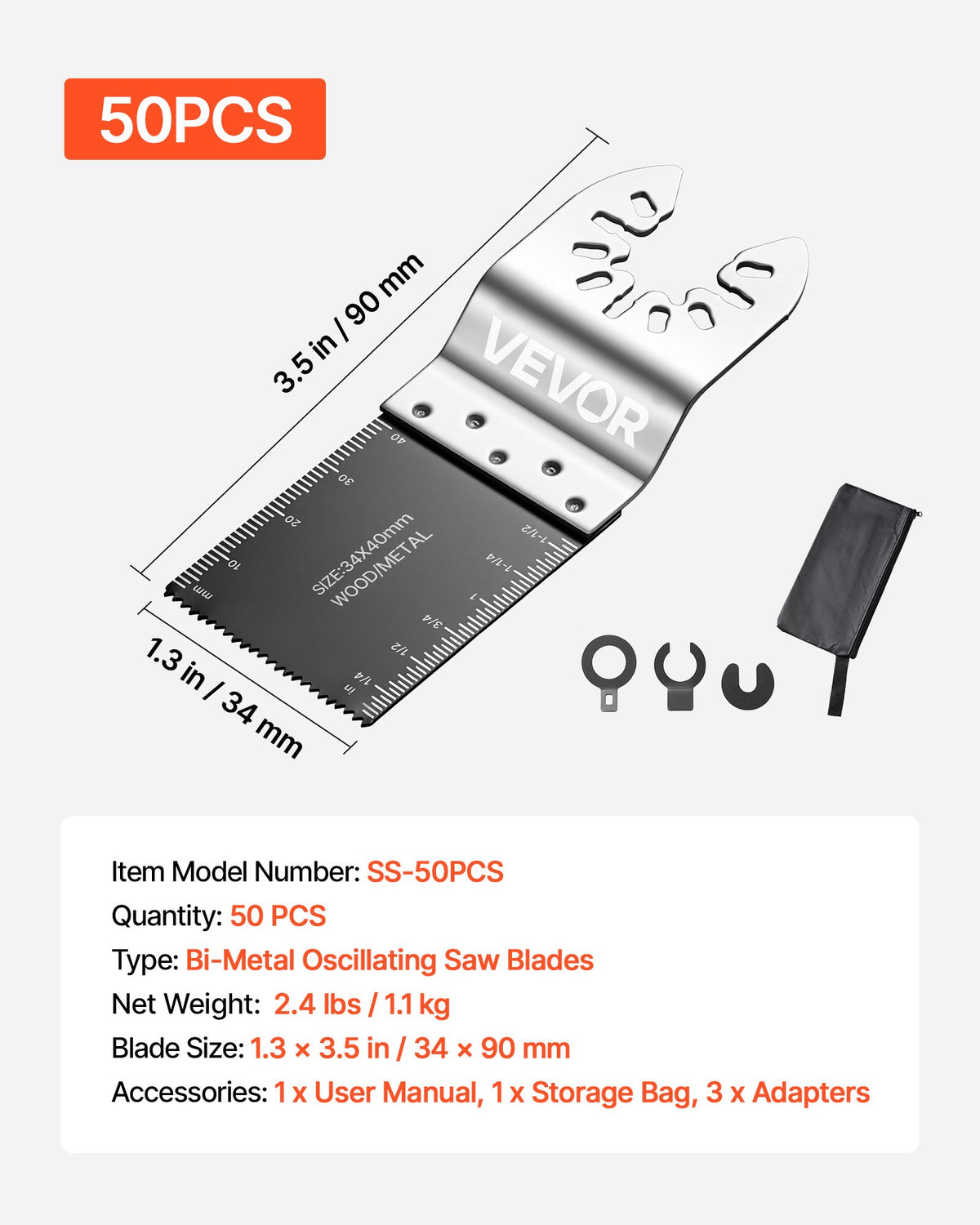 Multifunkcinio įrankio pjūkleliai VEVOR SS-50PCS, 50 vnt.