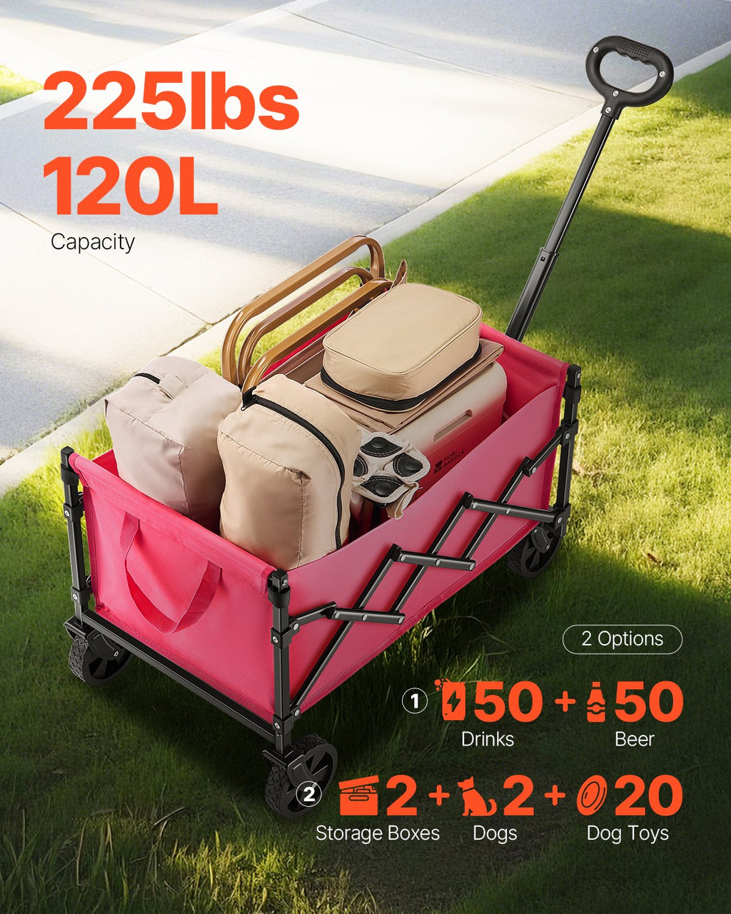 Sulankstomas vežimėlis VEVOR W21, 102 kg keliamoji galia