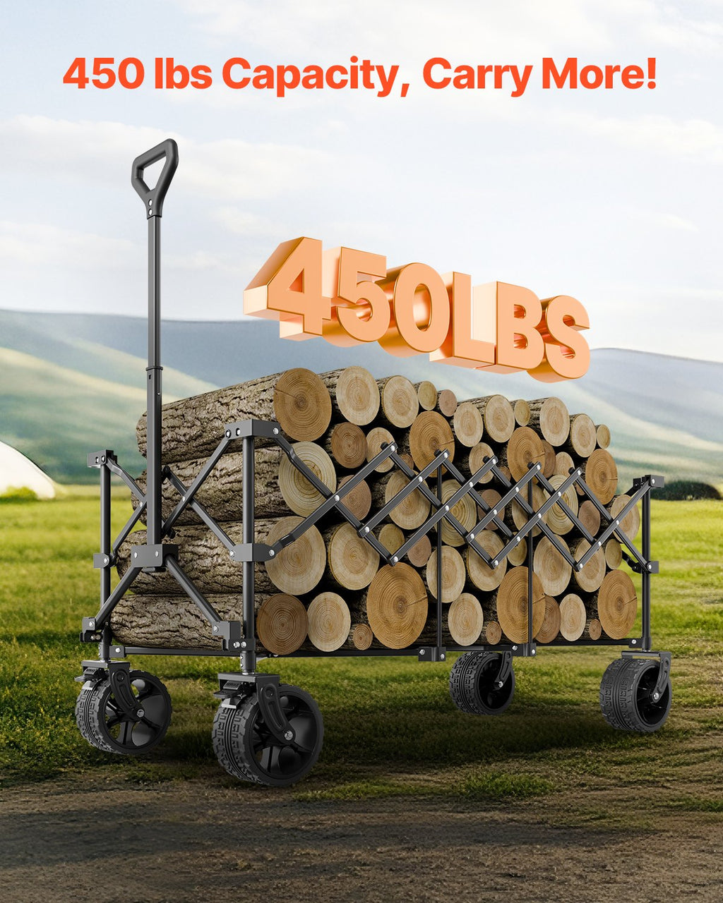 Sulankstomas vežimėlis VEVOR W25, 204 kg keliamoji galia