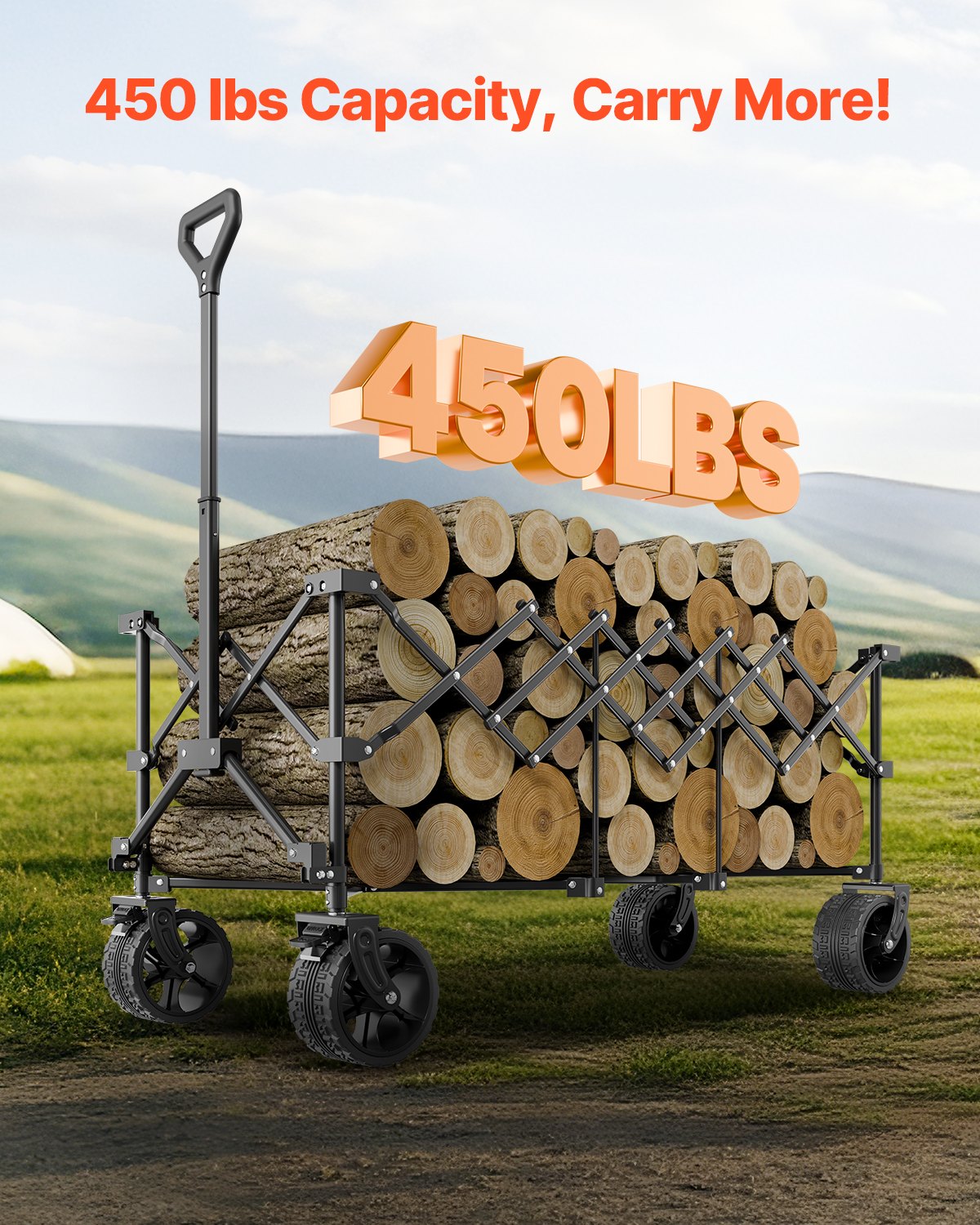 Sulankstomas vežimėlis VEVOR W25, 204 kg keliamoji galia
