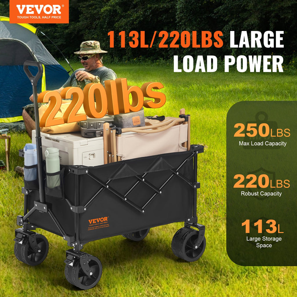 Sulankstomas vežimėlis VEVOR W9, 113 l talpa