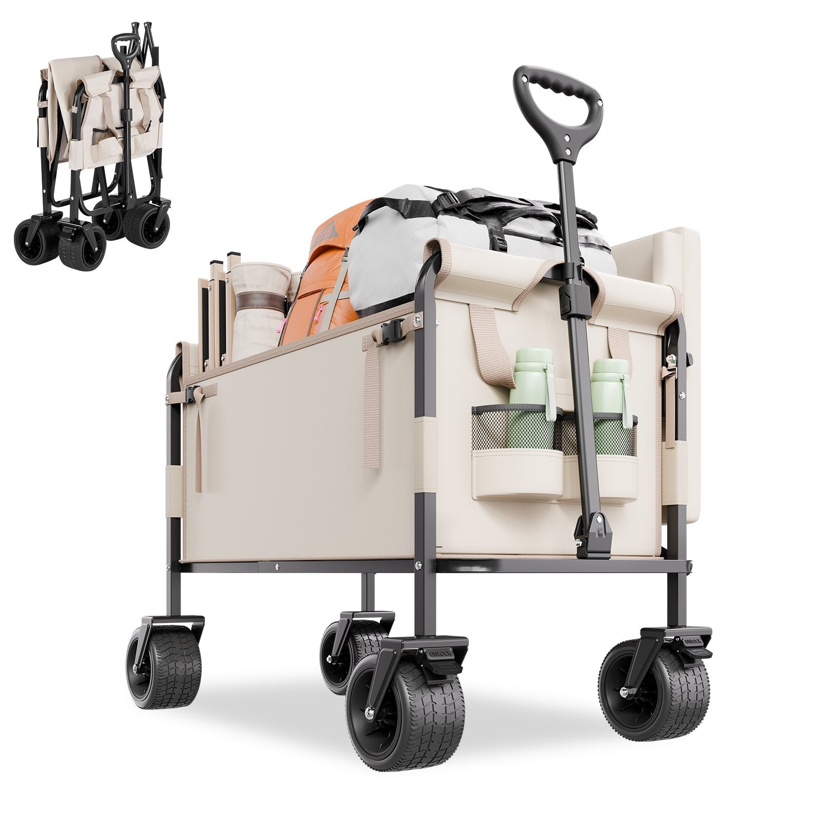 Sulankstomas vežimėlis-suoliukas VEVOR W27, 250 kg keliamoji galia