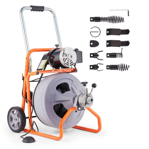 Vamzdžių valymo mašina VEVOR RC-9001J, 23 m x 12,7 mm trosas