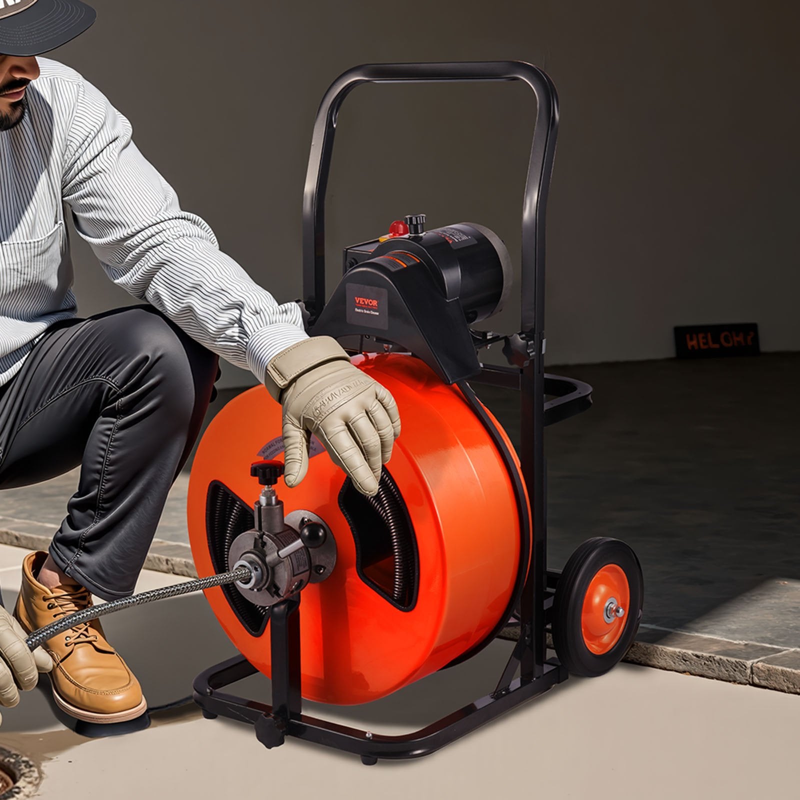 Elektrinė vamzdžių valymo mašina VEVOR 30.5m x 19mm, automatinis padavimas