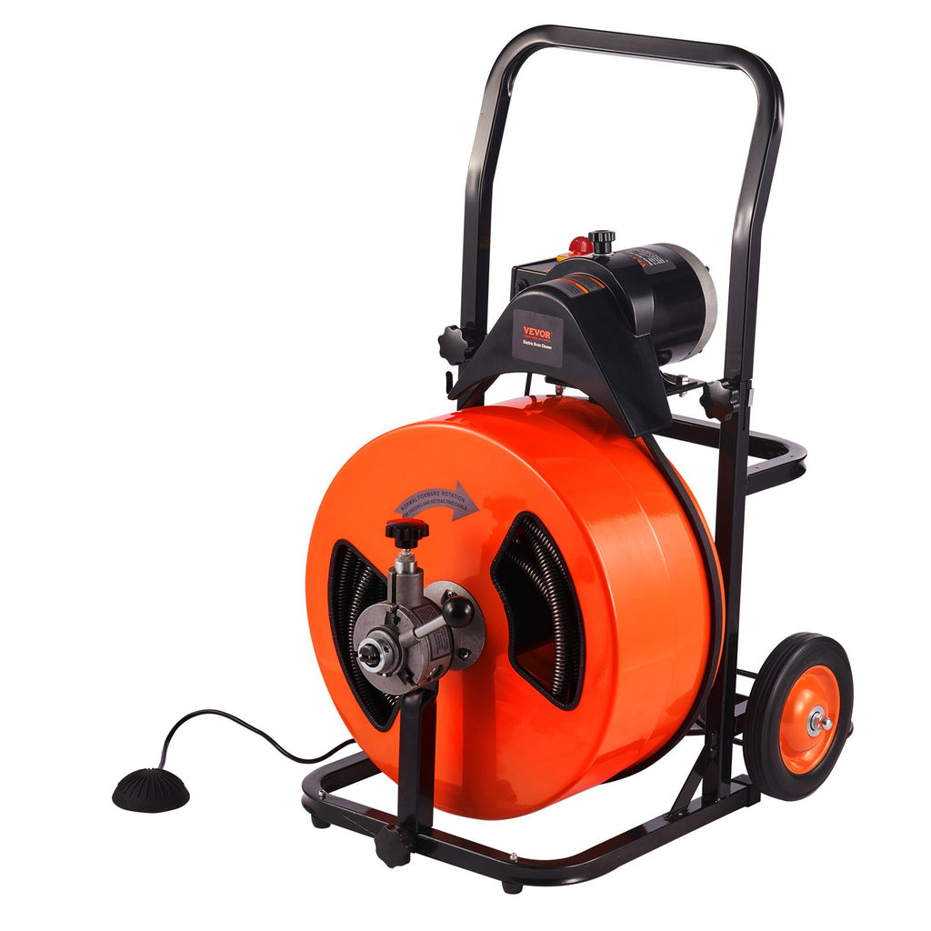 Elektrinė vamzdžių valymo mašina VEVOR 30.5m x 19mm, automatinis padavimas