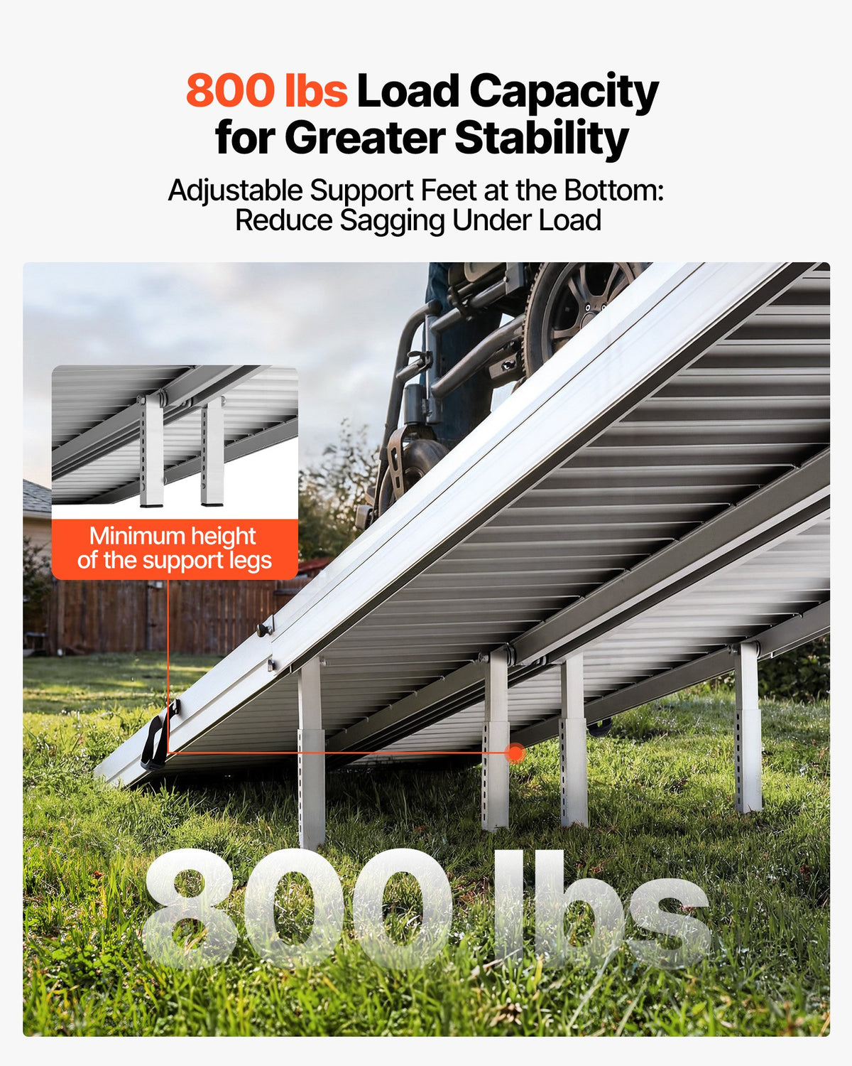 Nešiojamas neįgaliųjų vežimėlių pandusas VEVOR X00GZDL12D8V0, 3640 mm