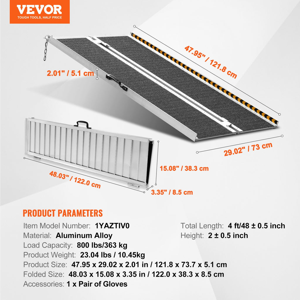 Nešiojama neįgaliųjų vežimėlių rampa VEVOR 1YAZTIV0, 121,9 cm ilgio