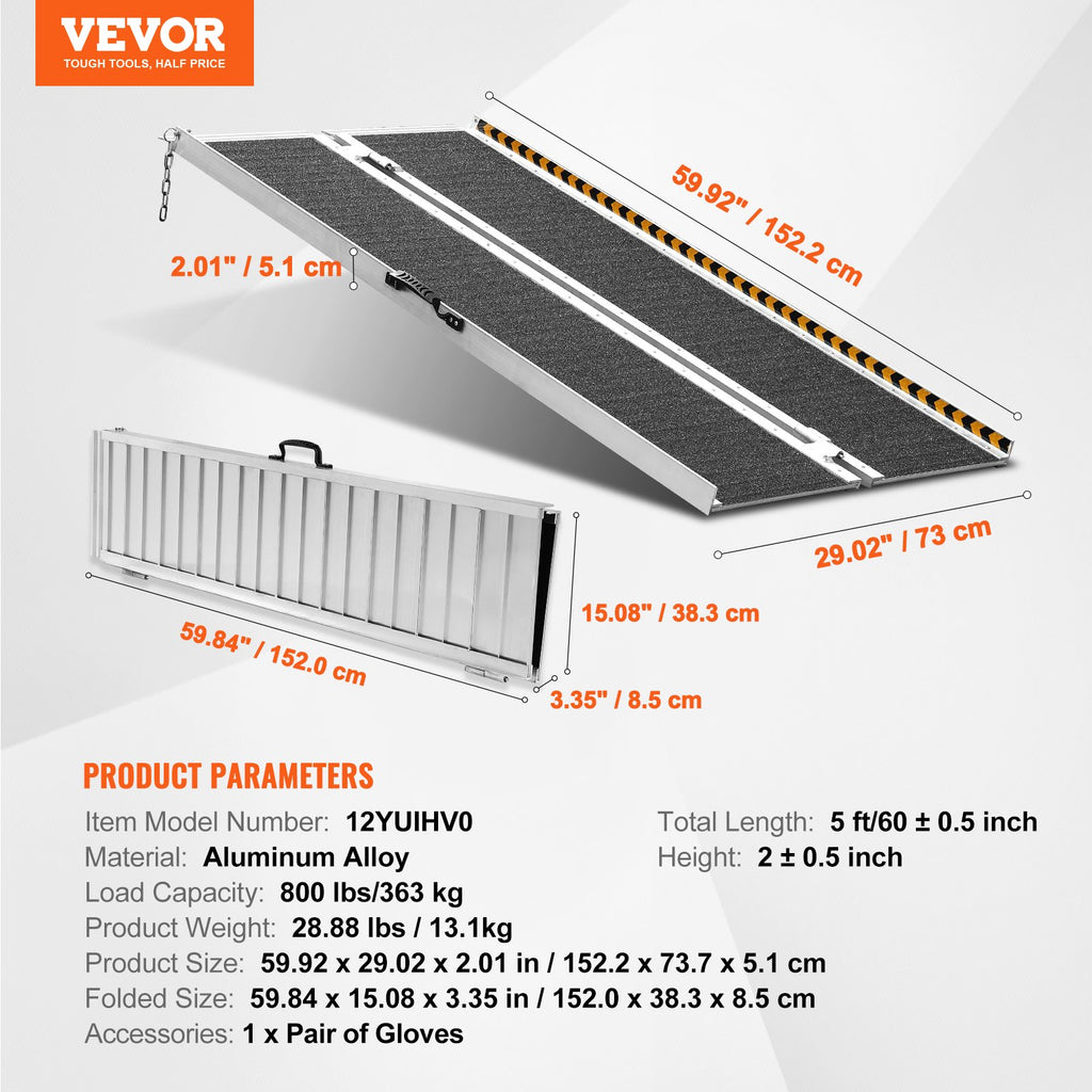 Nešiojama rampa neįgaliesiems VEVOR 12YUIHV0, 152 cm