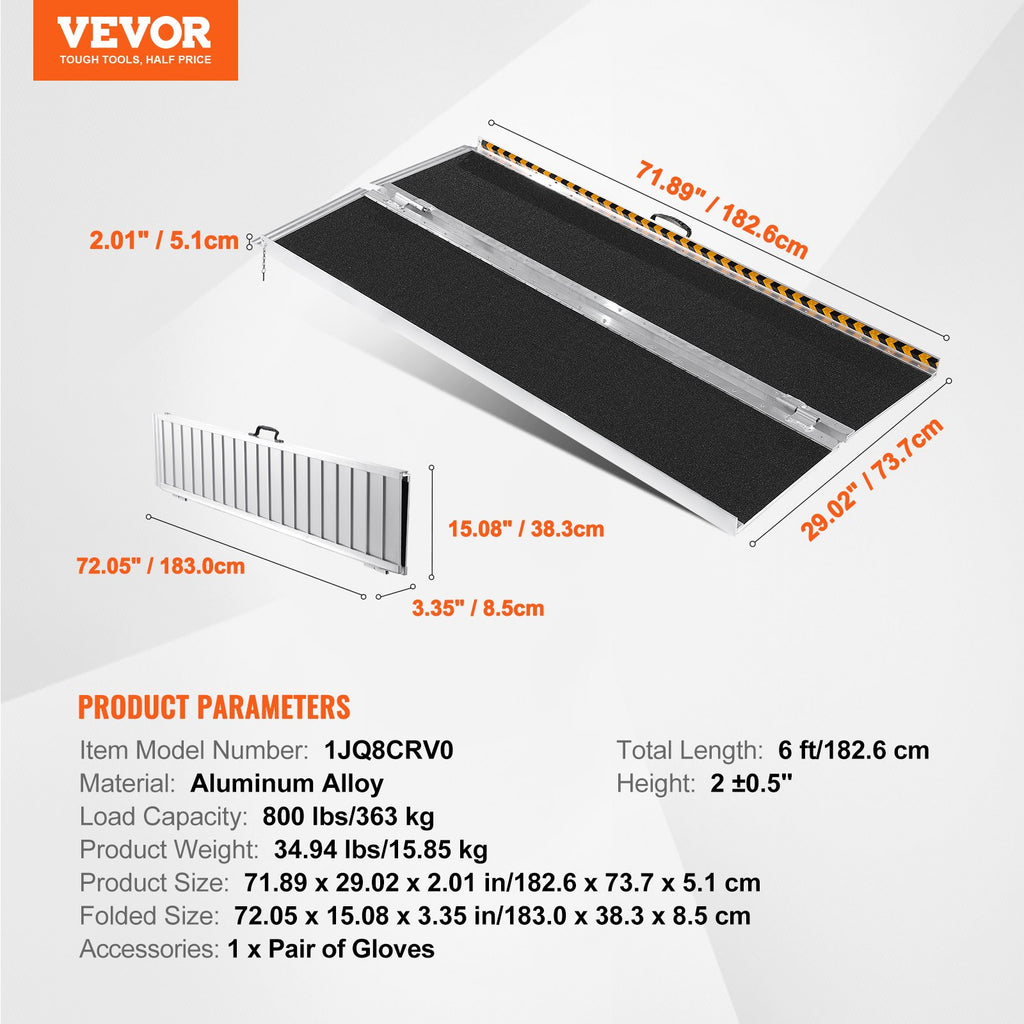 Nešiojama rampa neįgaliesiems VEVOR 1JQ8CRV0, 182,9 cm ilgio