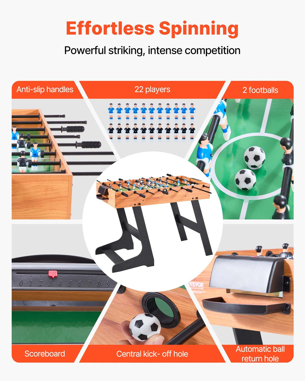 Sulankstomas stalo futbolas VEVOR SUO-4824F7, 106 cm