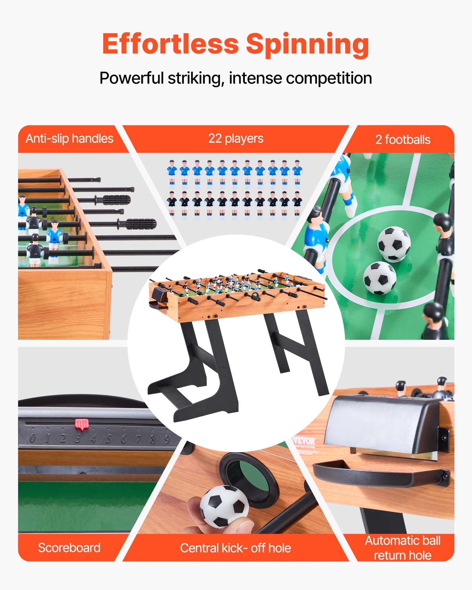 Sulankstomas stalo futbolas VEVOR SUO-4824F7, 106 cm